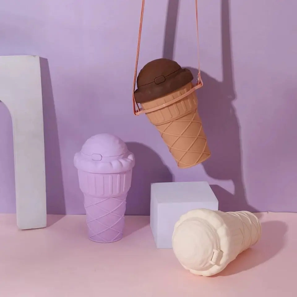 500ml Ice Cream Shape Drinking Cup With Straw