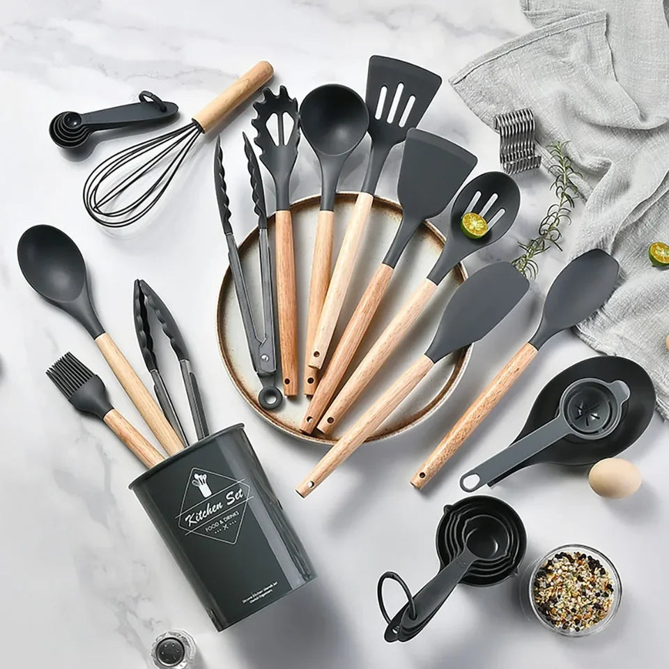 28Pcs Silicone Cookware Spoon Set