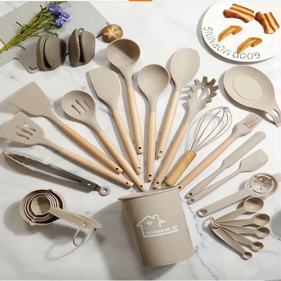 28Pcs Silicone Cookware Spoon Set