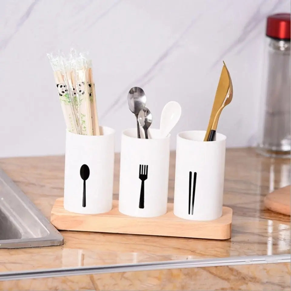3pcs Drain Chopsticks Holder With Tray