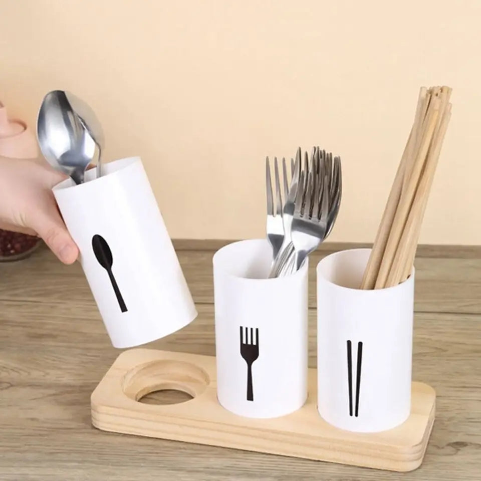 3pcs Drain Chopsticks Holder With Tray