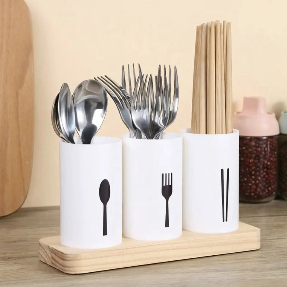 3pcs Drain Chopsticks Holder With Tray