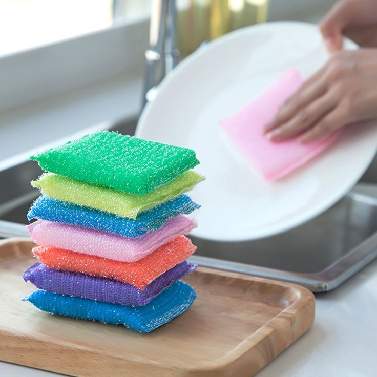 4pcs Double Sided Dishwashing Sponge