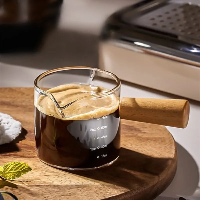 Double Nozzle Espresso Shot Glass With Wooden Handle