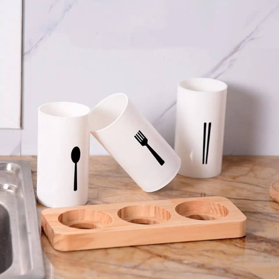 3pcs Drain Chopsticks Holder With Tray