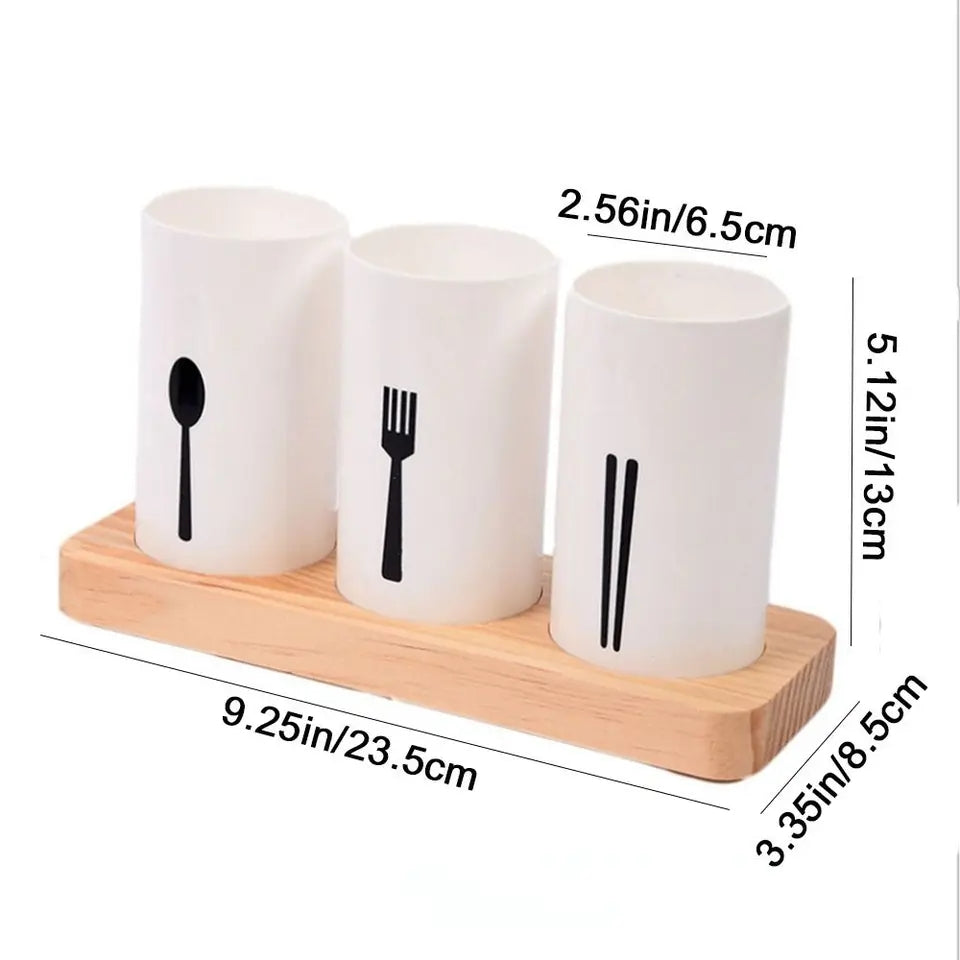 3pcs Drain Chopsticks Holder With Tray
