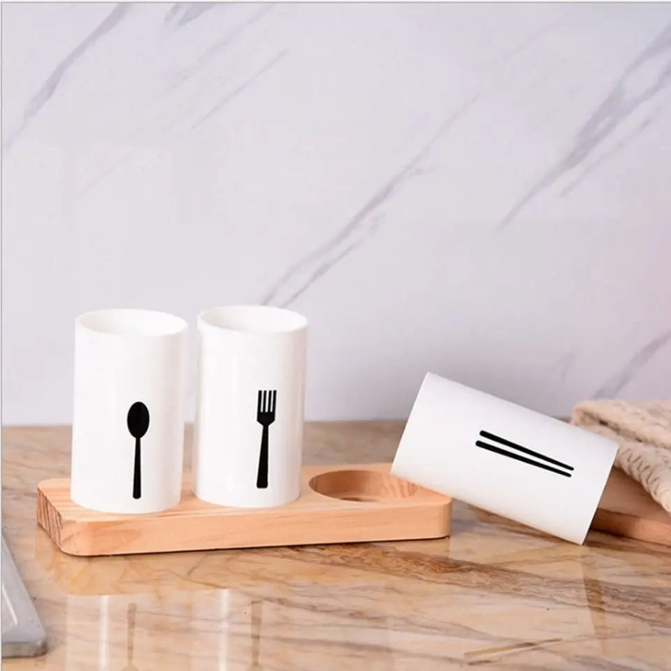 3pcs Drain Chopsticks Holder With Tray