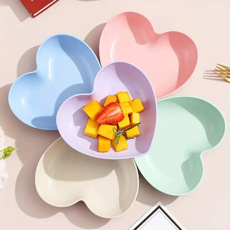 Heart Shape 10 PCs Plate Set With Holder (Randoms Colour)