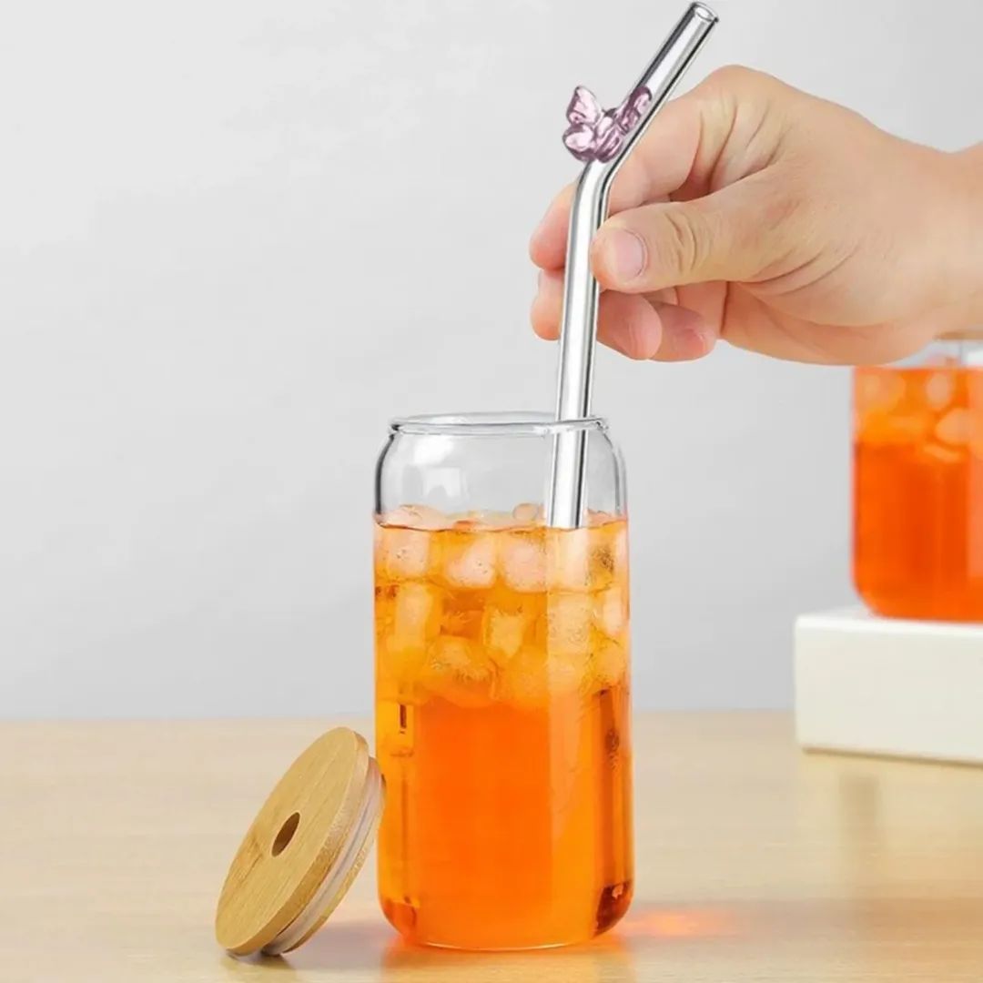 Reusable Colorful Glass Butterfly Straw (1 Pc)