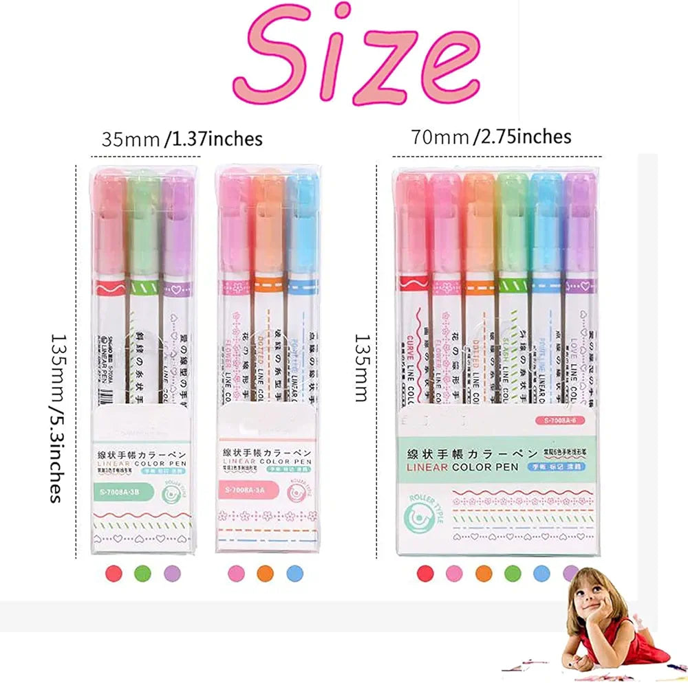 6-Piece Set of "Linear Roller Color Highlighters