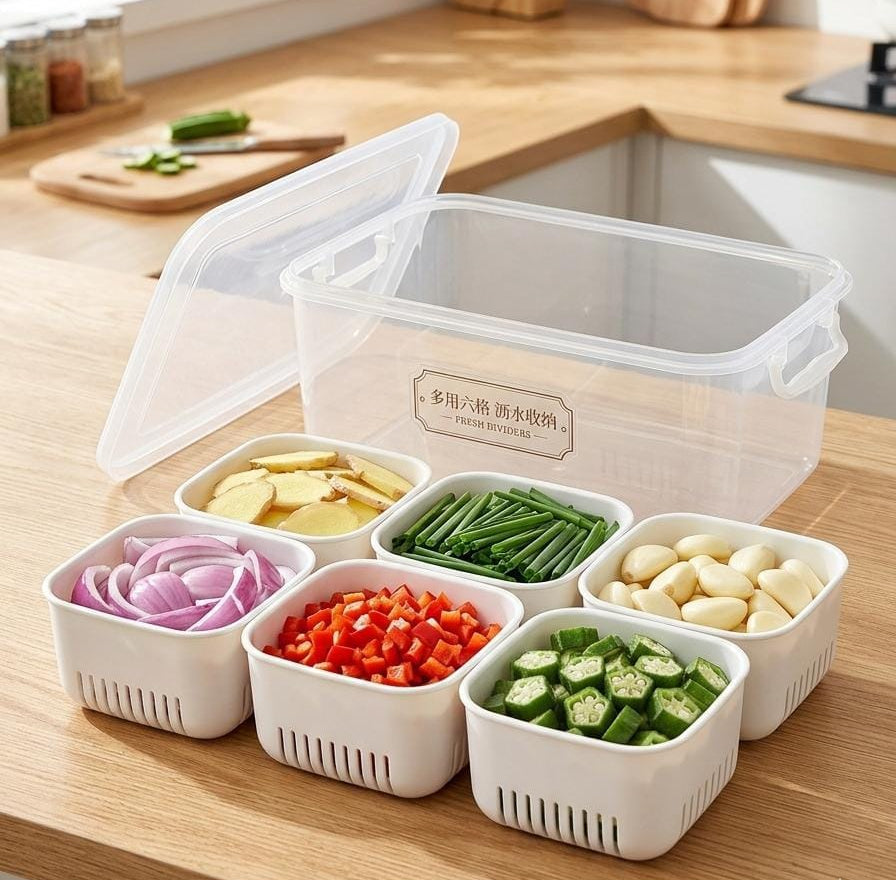 6-Portion Refrigerator Storage Box