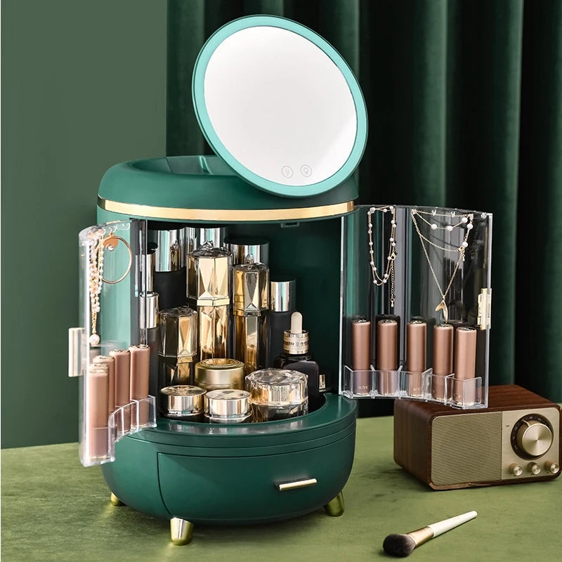 LED Mirror Cosmetic Storage Organizer