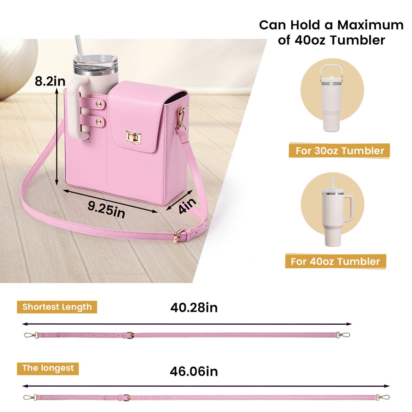 Multipurpose Leather Crossbody Bag With Tumbler Holder