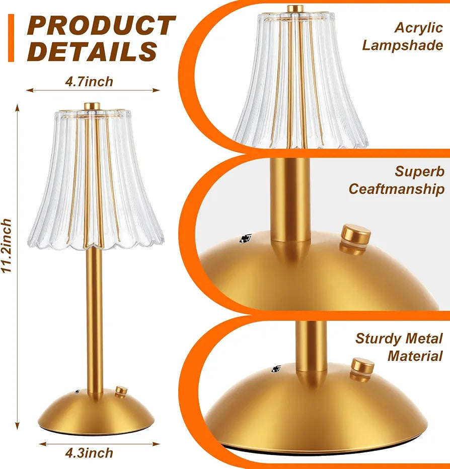 Metal Brass Crystal Table Lamp Best Quality Rechargeable