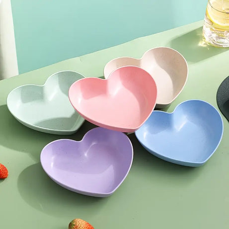 Heart Shape 10 PCs Plate Set With Holder (Randoms Colour)