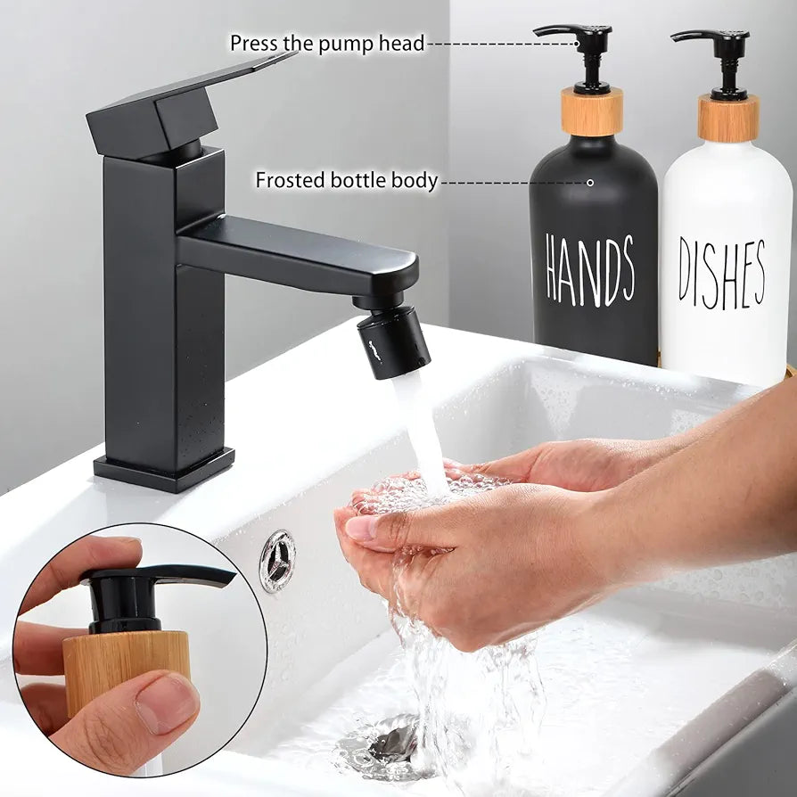Hand And Dish Soap Dispenser Glass Material Pair