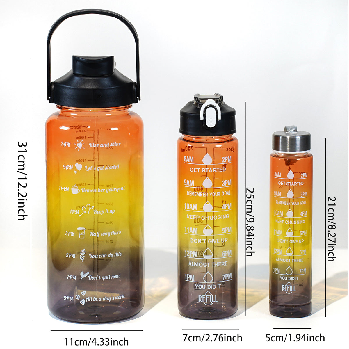 Three Pcs Metallic Colour Water Bottle