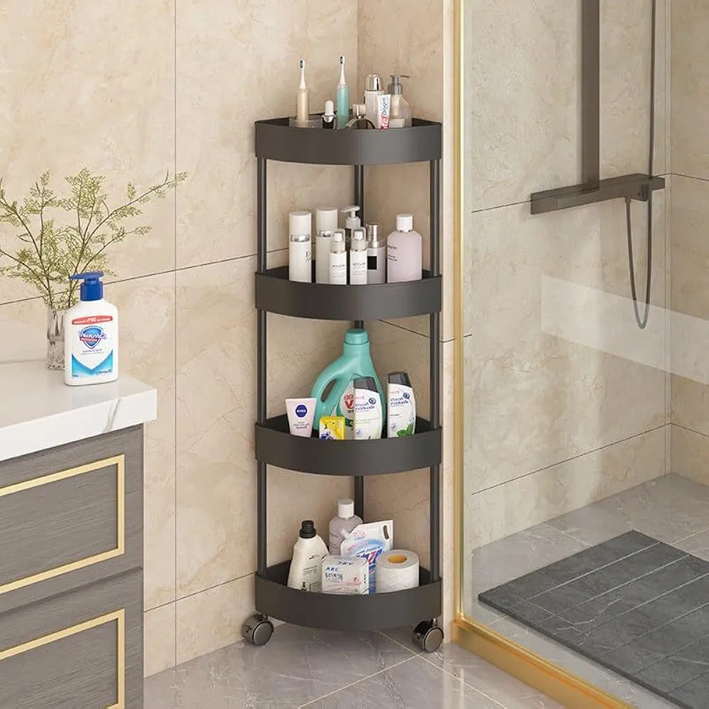Multipurpose Layer Corner Rack Plastic & Metal Rod (4 Layer)