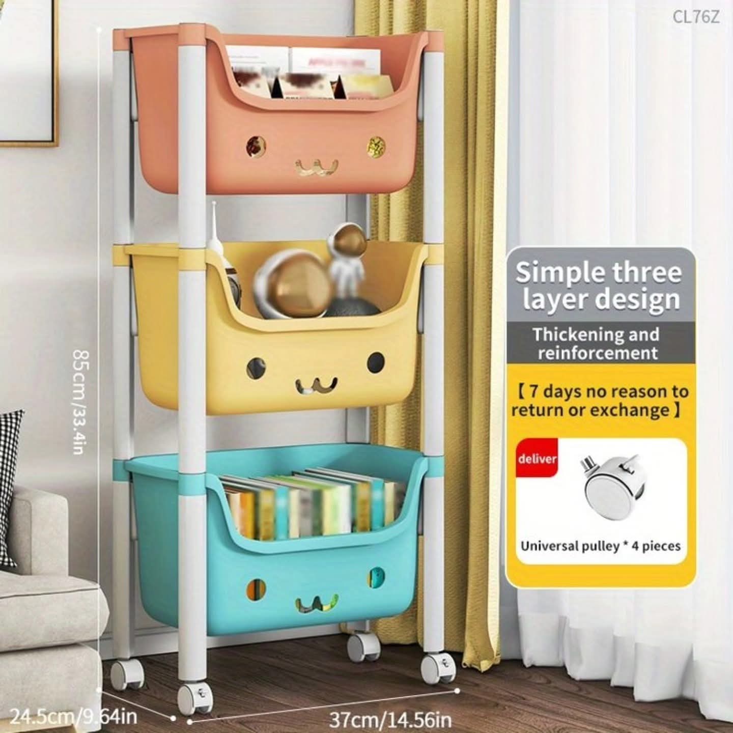 3 Tier Kids Toy Storage Trolley – Mobile Organizer for Toys & Essentials
