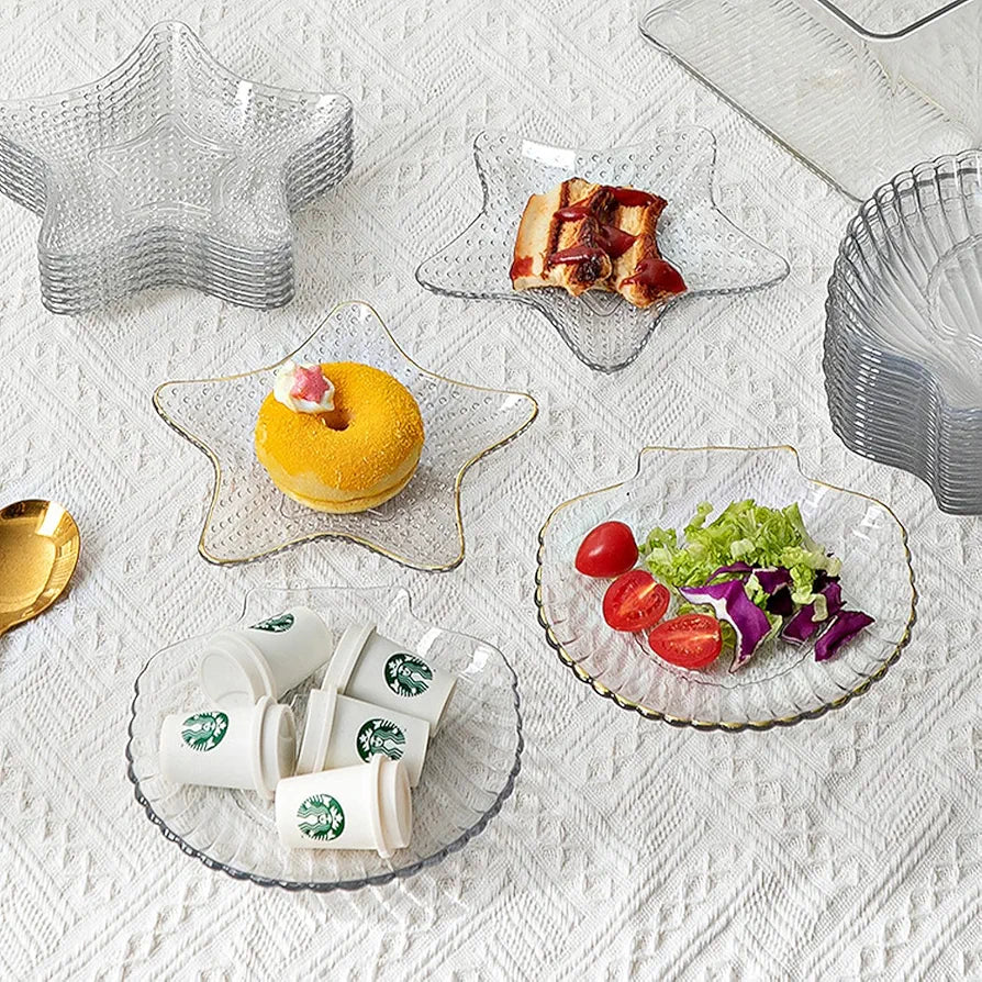 Acrylic Star Shape Plate Set With Metal Stand 8pcs