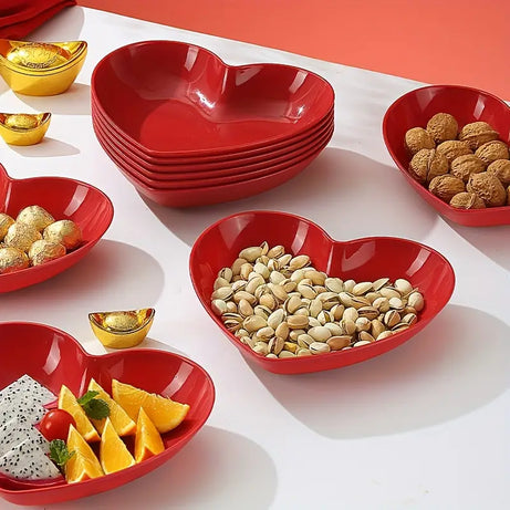 Heart Shape 10 PCs Plate Set With Holder (Randoms Colour)