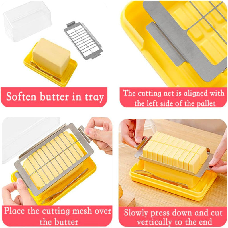 Butter Slicer Container Dish With Lid And Slicer Stainless Steel Cutter