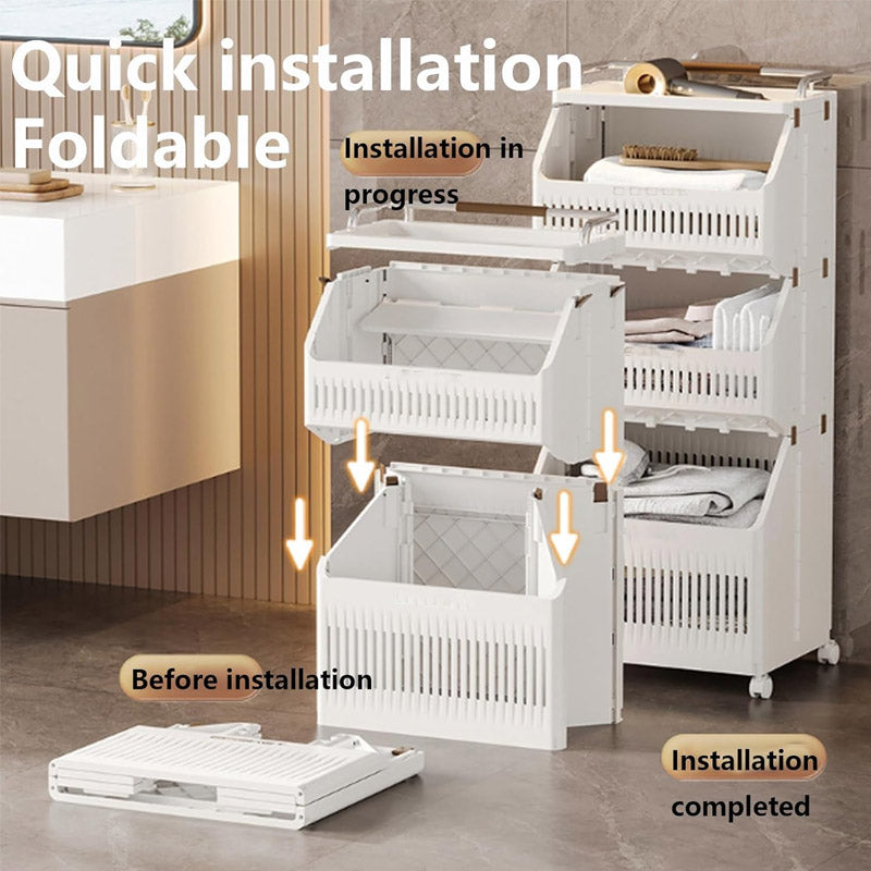 Multi-Layer Dirty Clothes Basket with Wheels – Bathroom Storage Heavy Quality