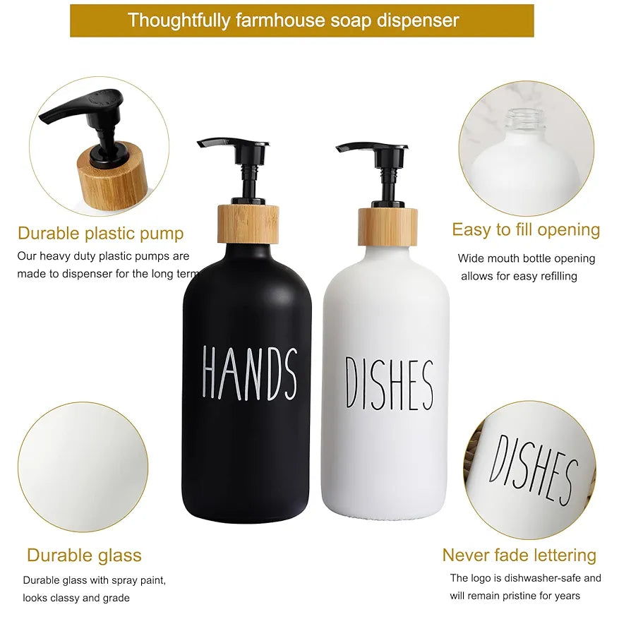 Hand And Dish Soap Dispenser Glass Material Pair