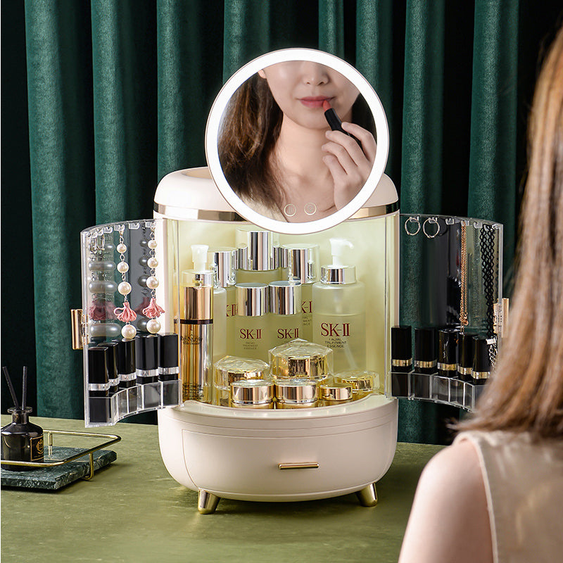 LED Mirror Cosmetic Storage Organizer