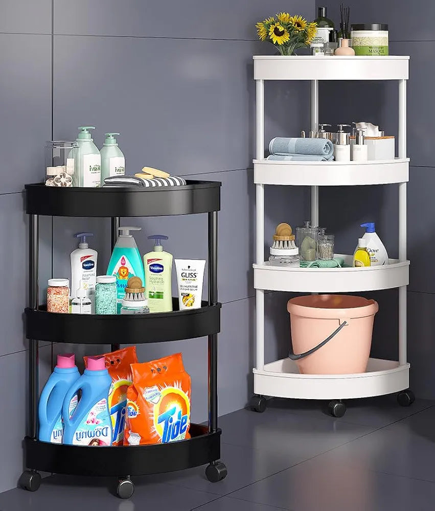 Multipurpose Layer Corner Rack Plastic & Metal Rod (4 Layer)