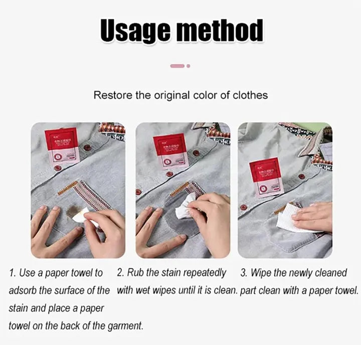 Portable Instant Stain Remover Wipes