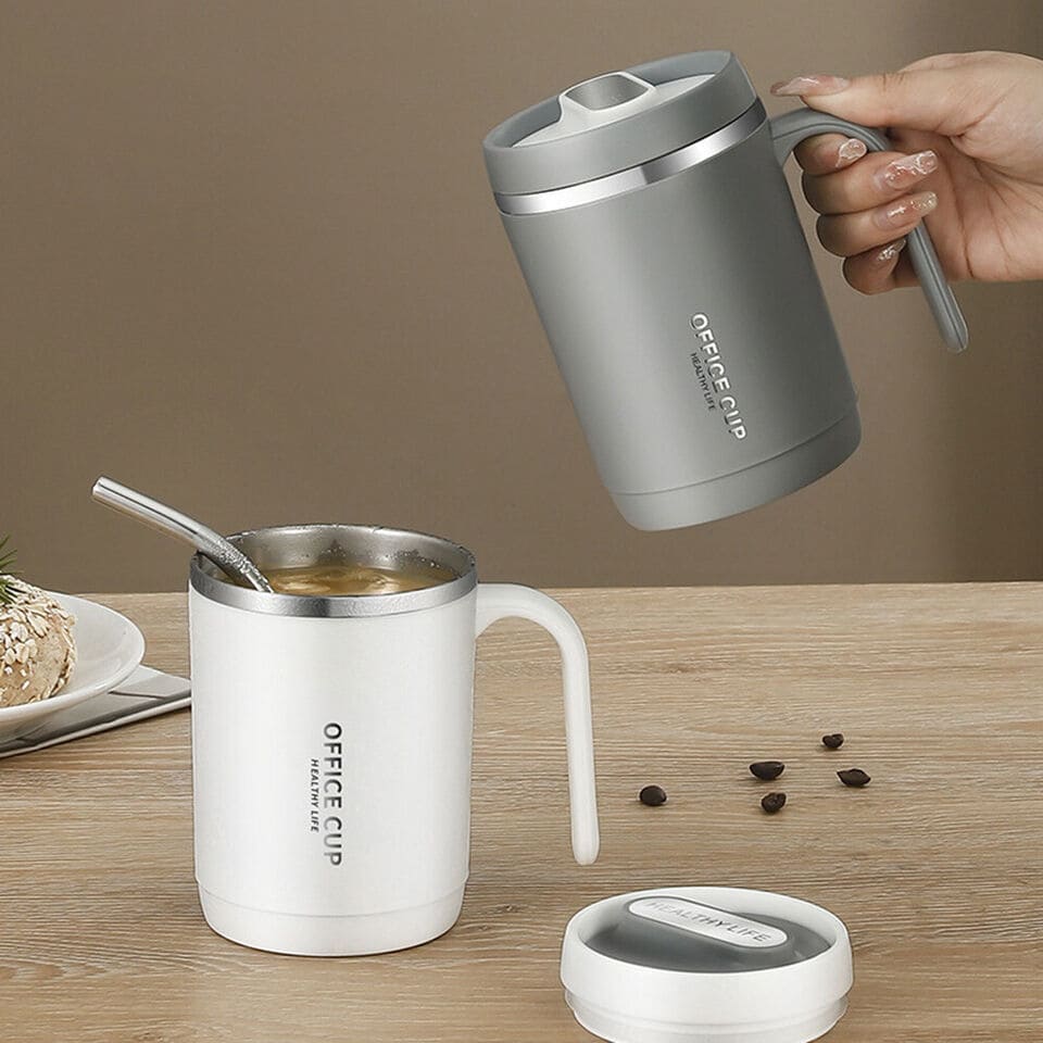 Travel Insulated Carry Mug With Handle (Stainless Steel)
