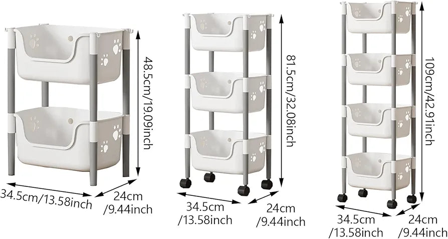 Multifunctional 3 Layer Storage Trolly With Wheels