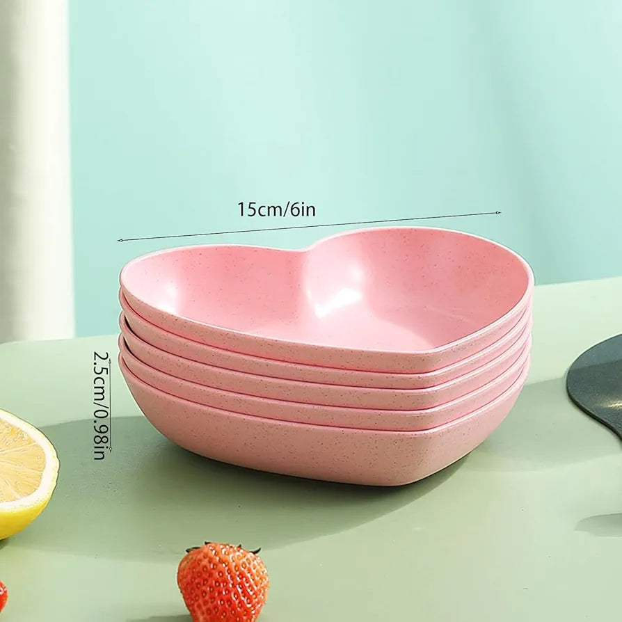 Heart Shape 10 PCs Plate Set With Holder (Randoms Colour)