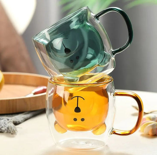 Double Wall Glass Bear Mug
