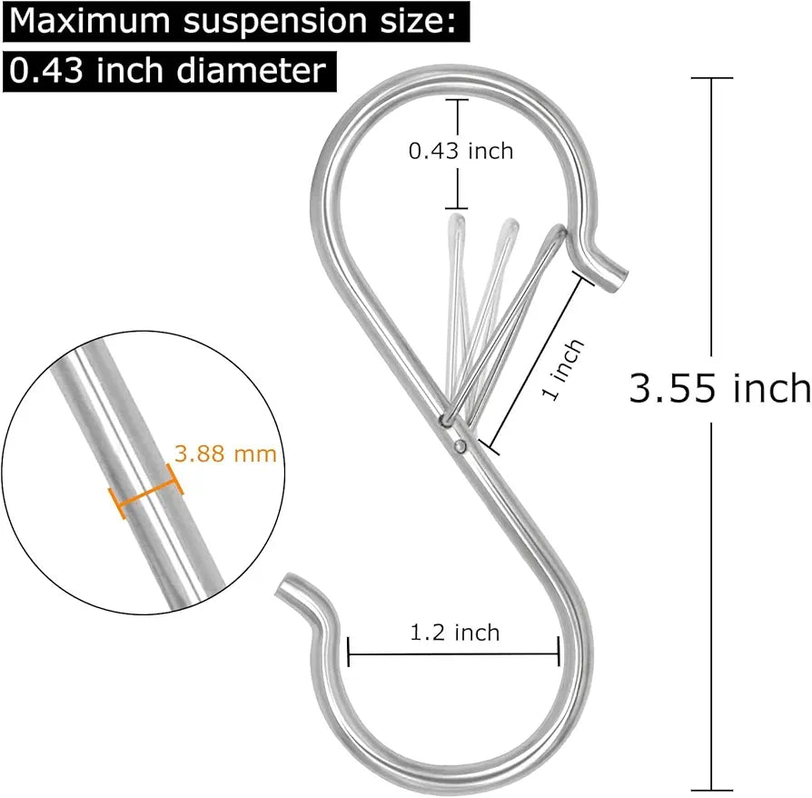 Multipurpose Heavy Duty Stainless Steel S-Hooks, Hanging Hooks