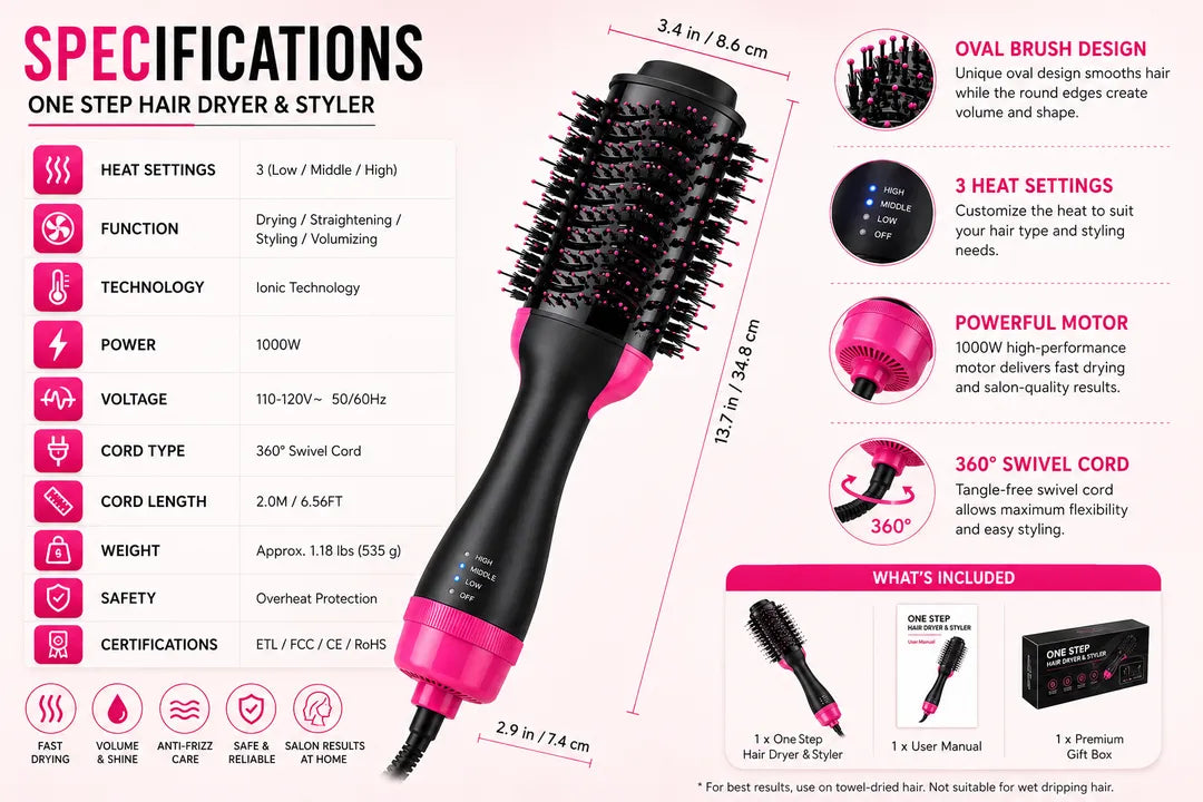 4-In-1 One Step Hair Dryer & Styler