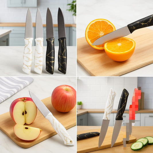 Elegant Marble Handle Knife Set 4 Piece