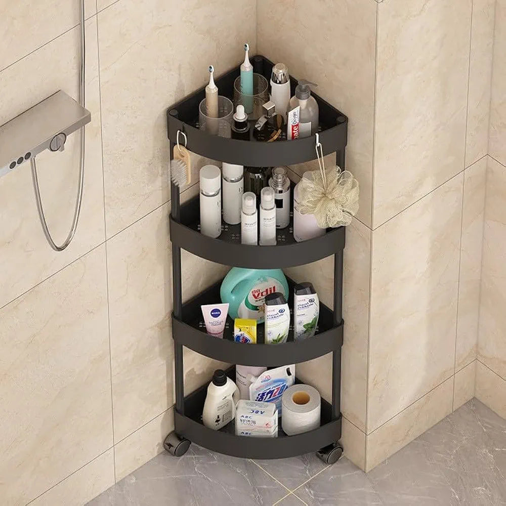 Multipurpose Layer Corner Rack Plastic & Metal Rod (4 Layer)