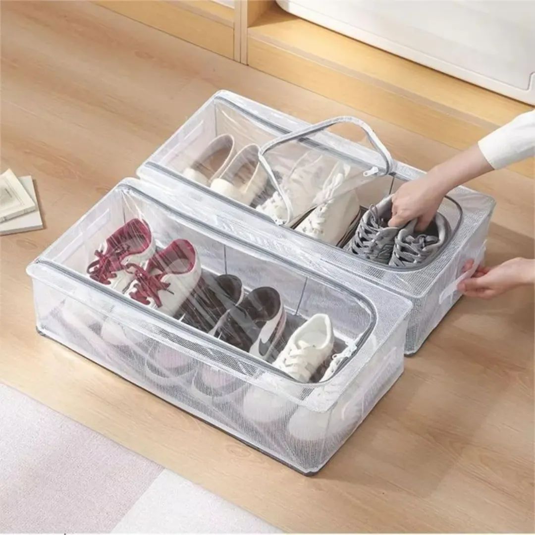 Double Sided Opening Zipper Shoe Storage Box
