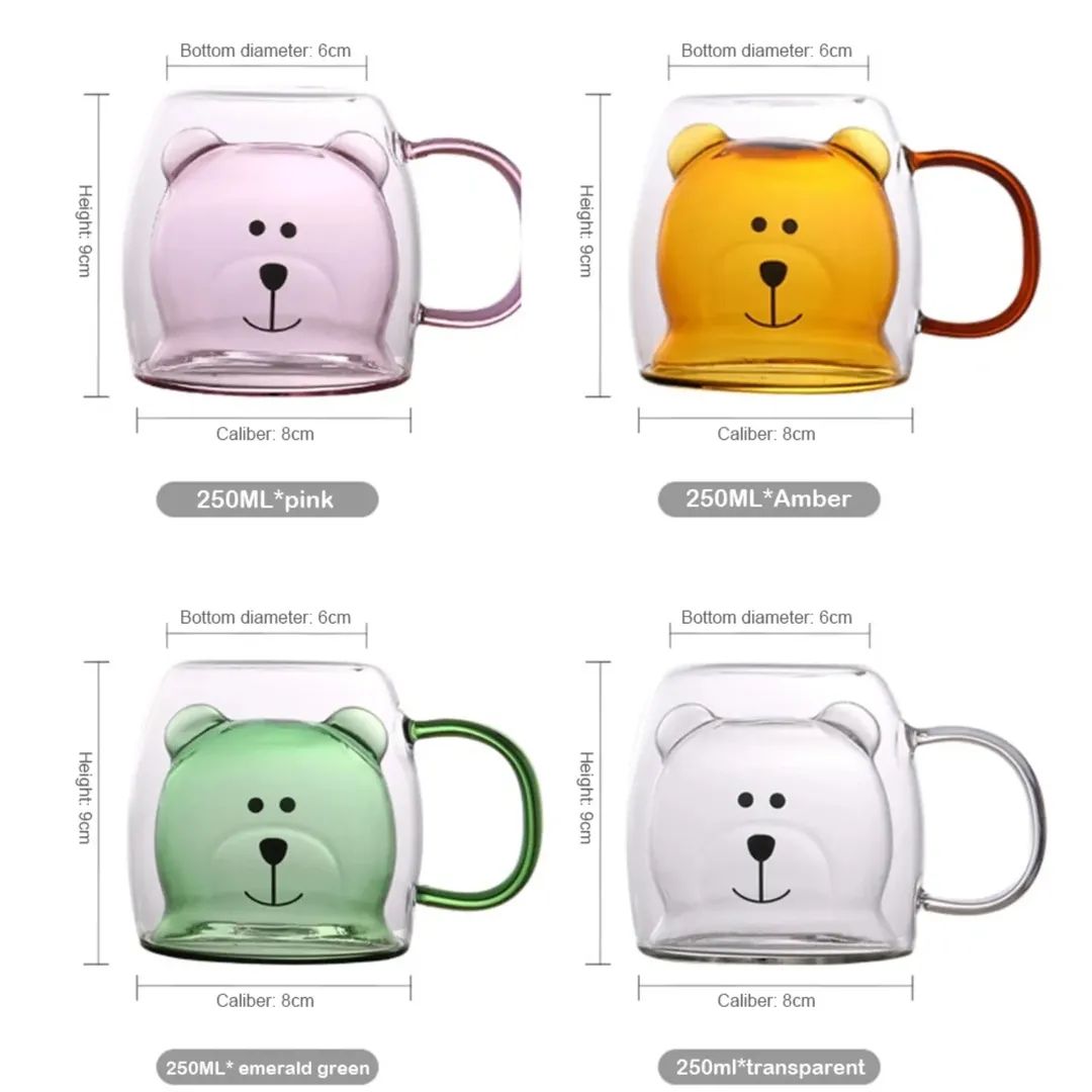 Double Wall Glass Bear Mug