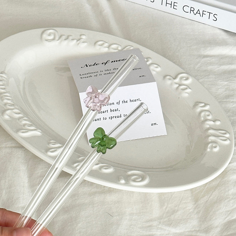 Reusable Colorful Glass Butterfly Straw (1 Pc)
