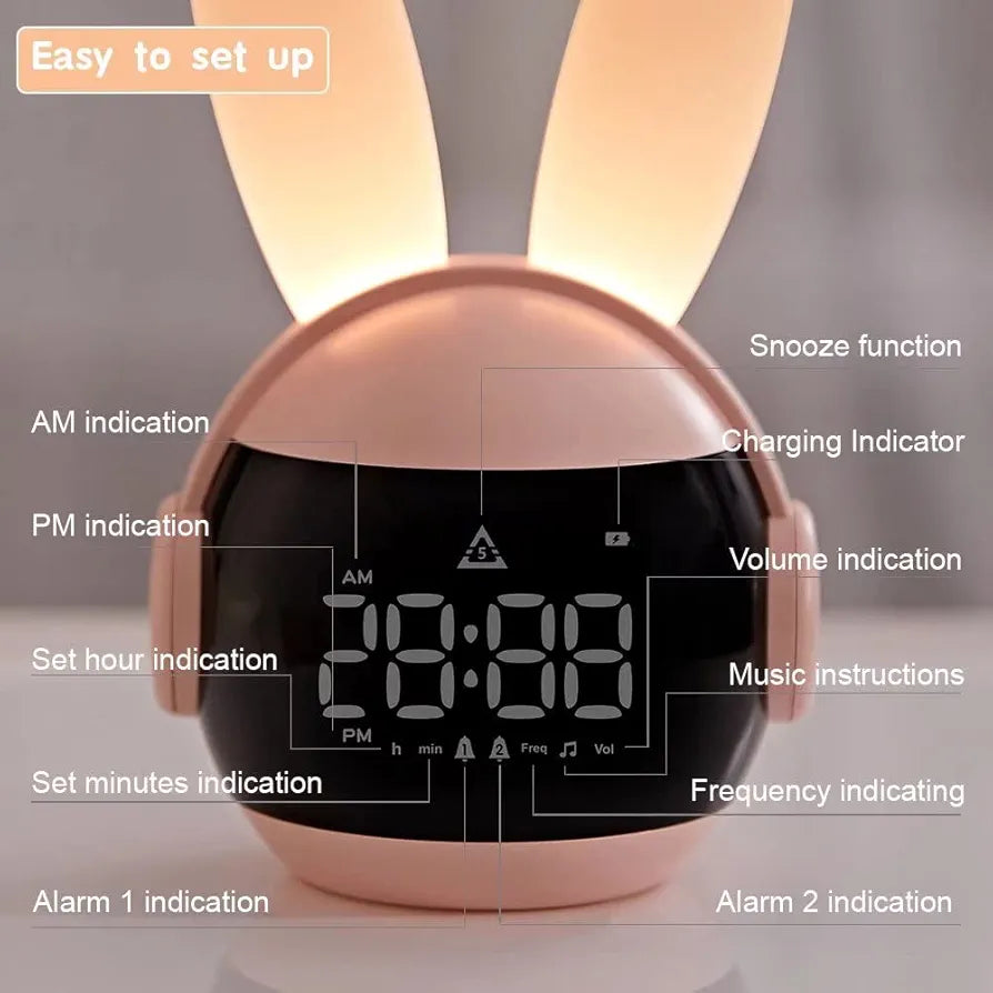 Adorable Rabbit Digital LED Alarm Clock