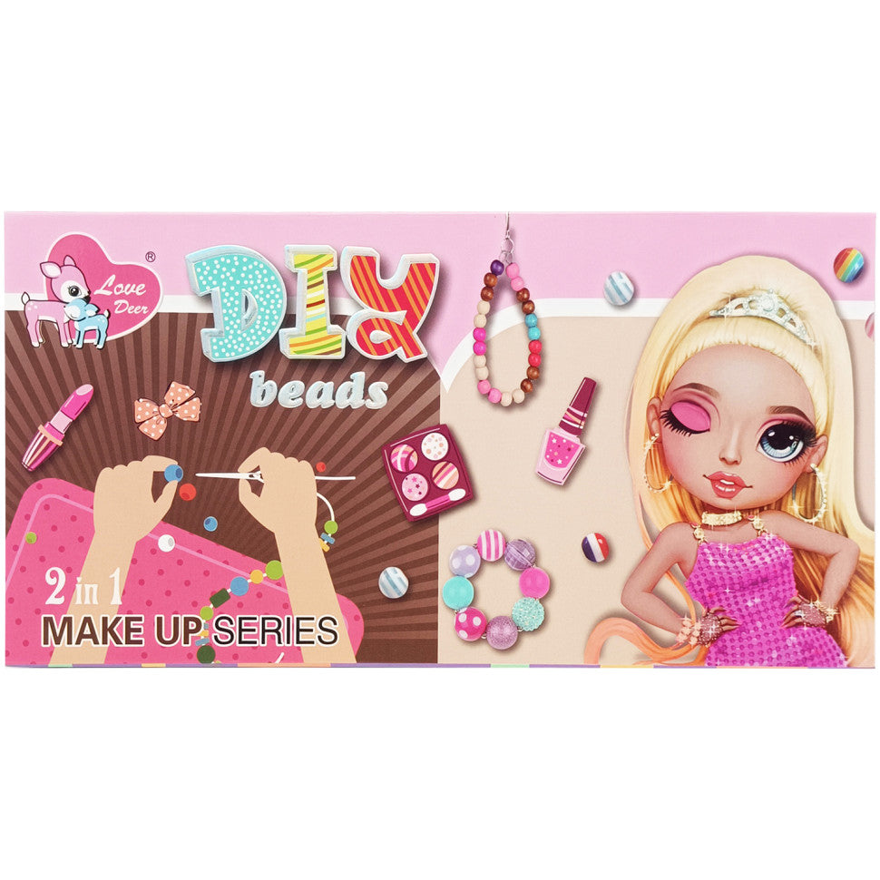 DIY Beads 2-in-1 Set Includes Children's Makeup & Bead Accessories.