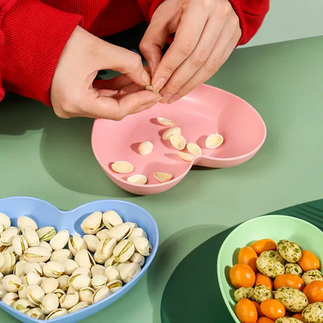 Heart Shape 10 PCs Plate Set With Holder (Randoms Colour)
