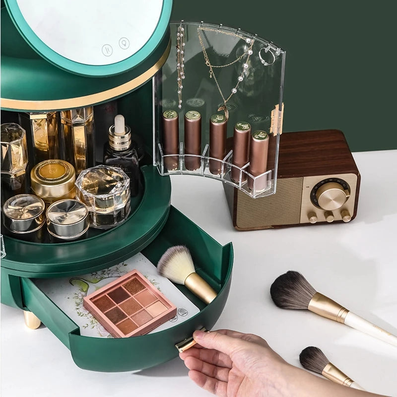 LED Mirror Cosmetic Storage Organizer