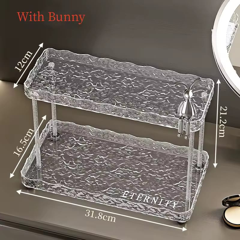Multipurpose Acrylic 2 Layer Cute Bunny Shelves Organizer