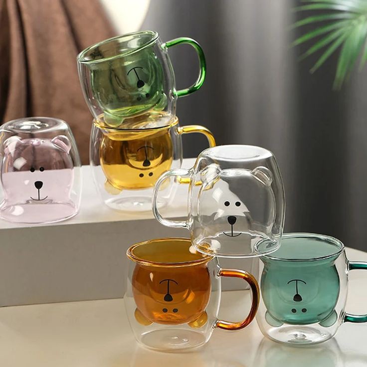 Double Wall Glass Bear Mug
