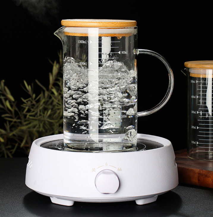Glass Measuring Jug with Wood Lid