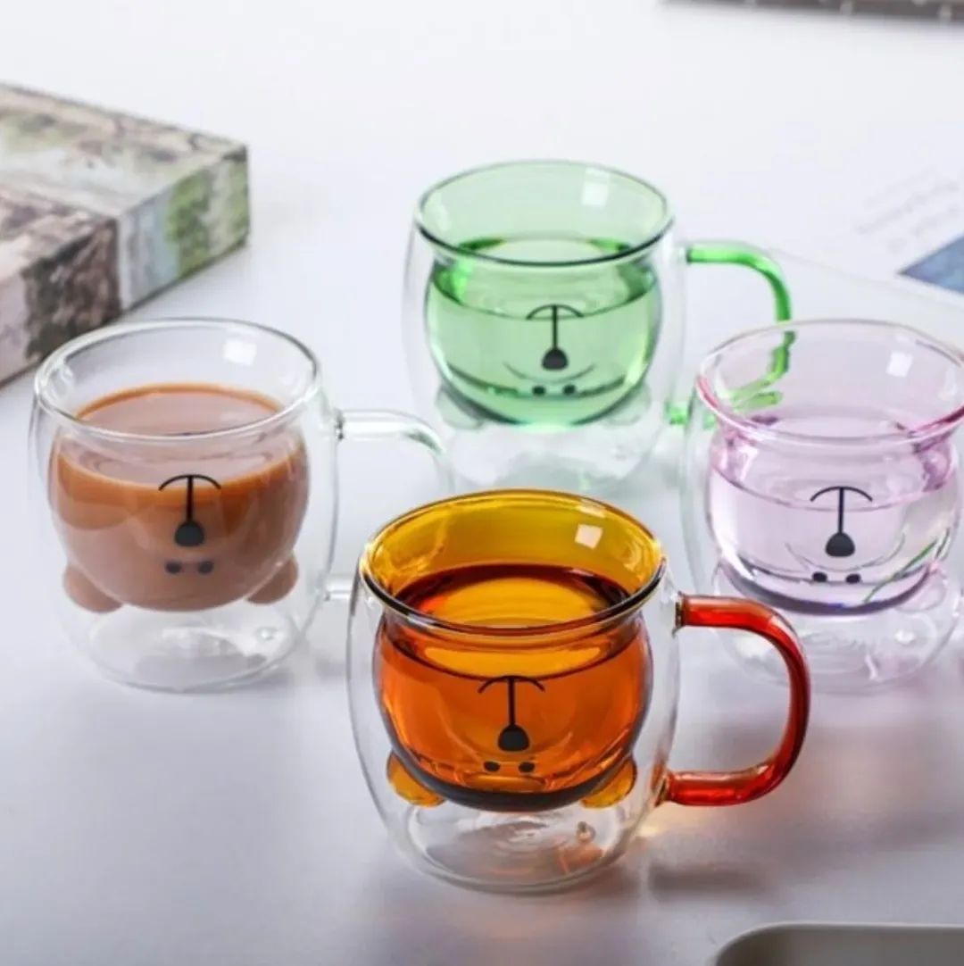 Double Wall Glass Bear Mug